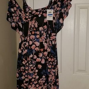 Cold Shoulder Floral Chiffon Dress